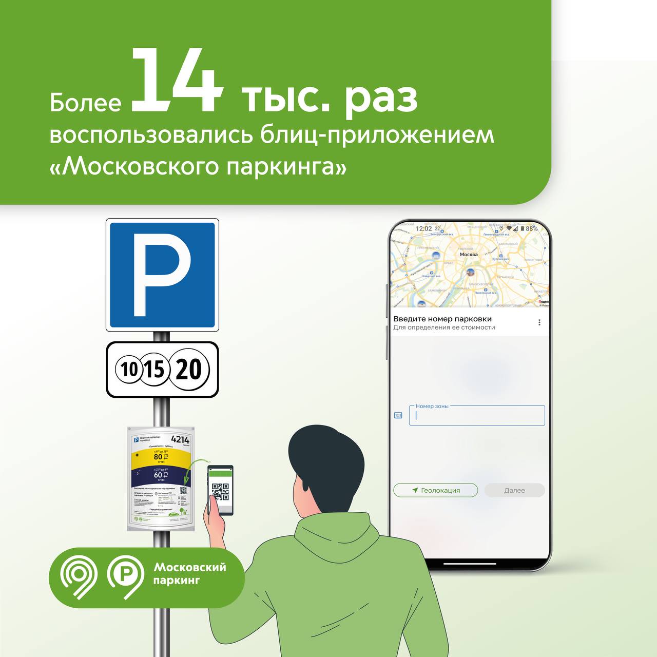 Более 14 тыс. раз автомобилисты оплатили парковку через блиц-приложение «Парковки России»