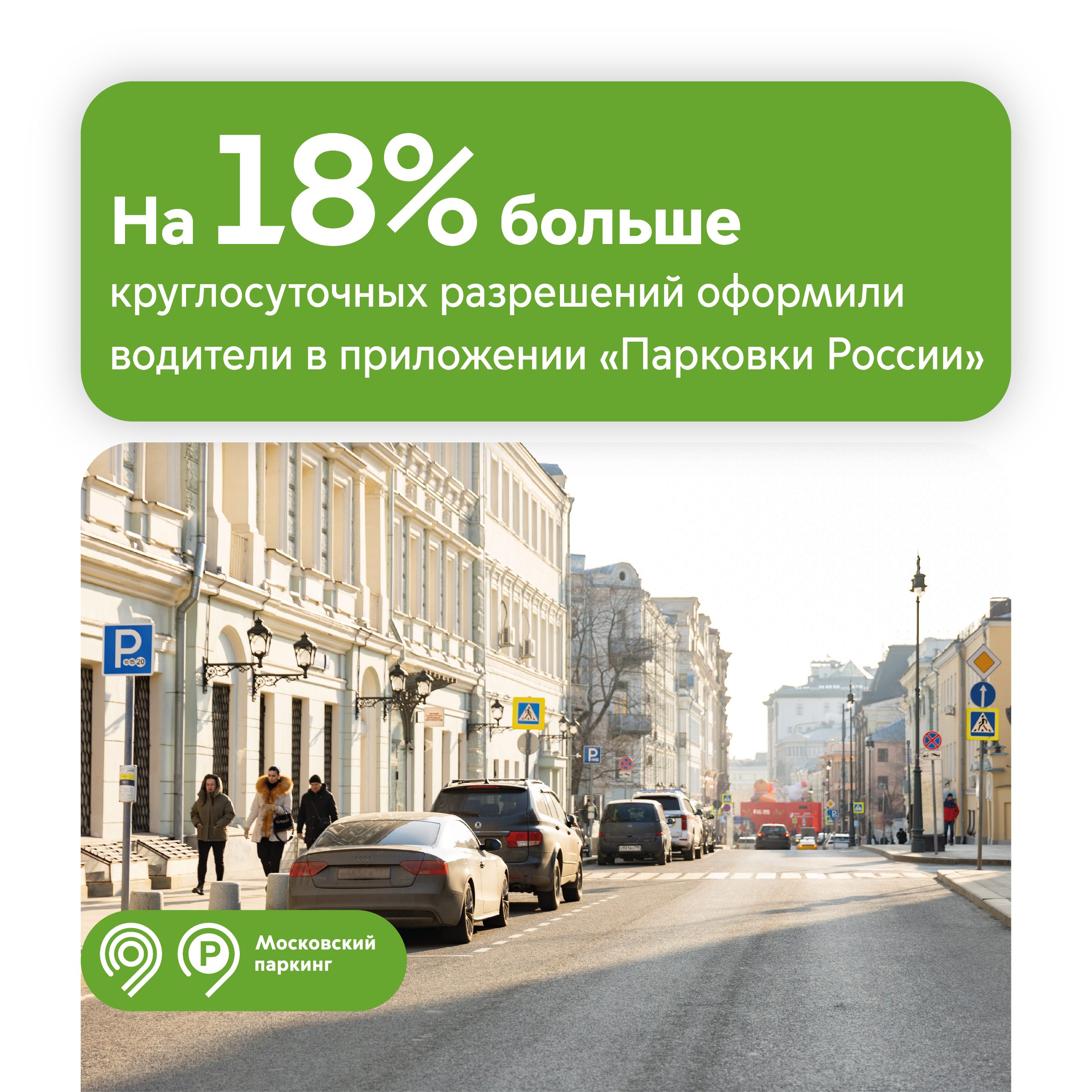 На 18% выросло число оплат круглосуточных резидентных разрешений в приложении «Парковки России»