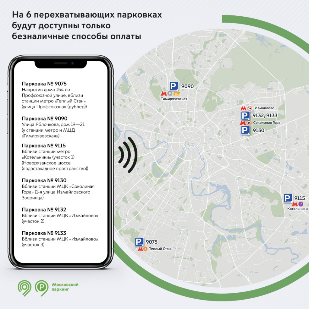 На 6 перехватывающих парковках будут доступны только безналичные способы  оплаты